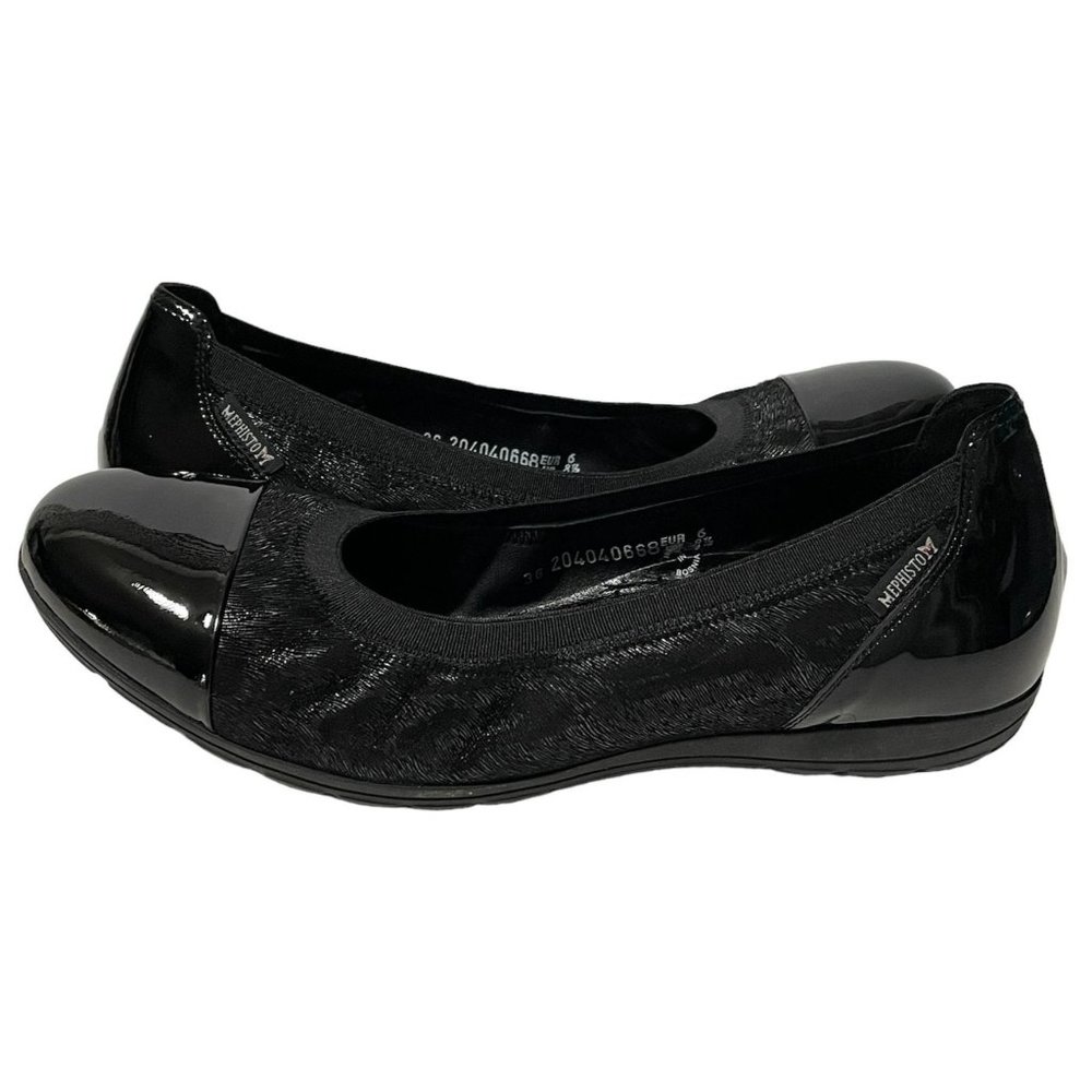 Mephisto Elettra Shoe Black Patent Leather Comfort Ballet Flats Womens 8.5